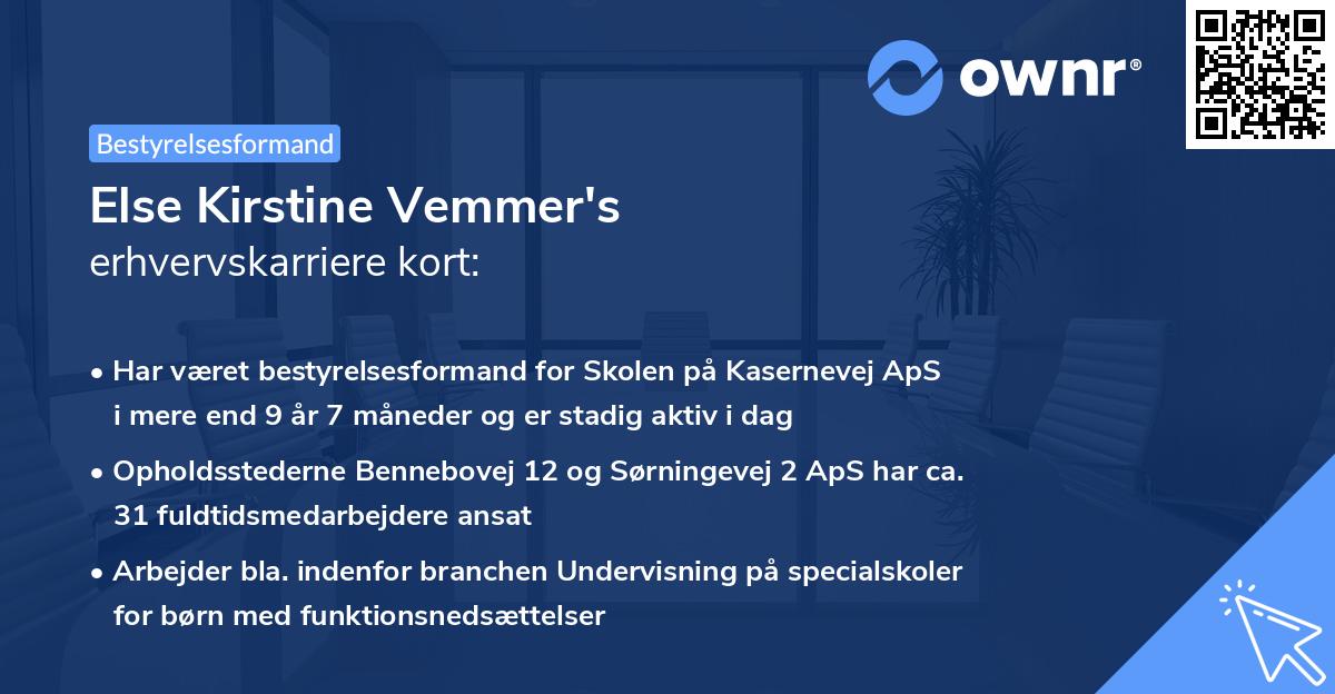 Else Kirstine Vemmer's erhvervskarriere kort