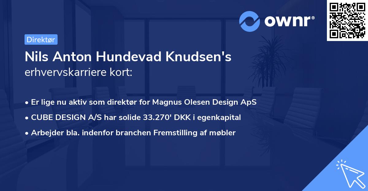 Nils Anton Hundevad Knudsen's erhvervskarriere kort