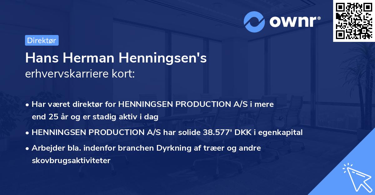Hans Herman Henningsen's erhvervskarriere kort