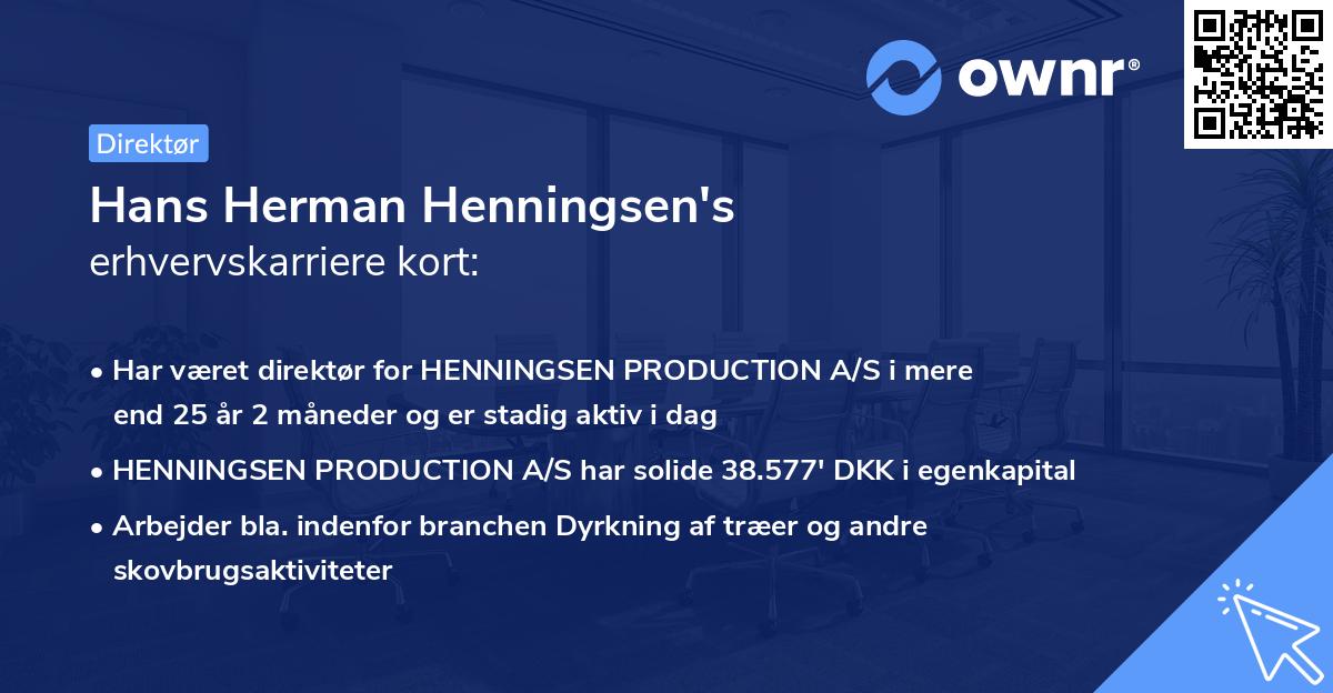 Hans Herman Henningsen's erhvervskarriere kort