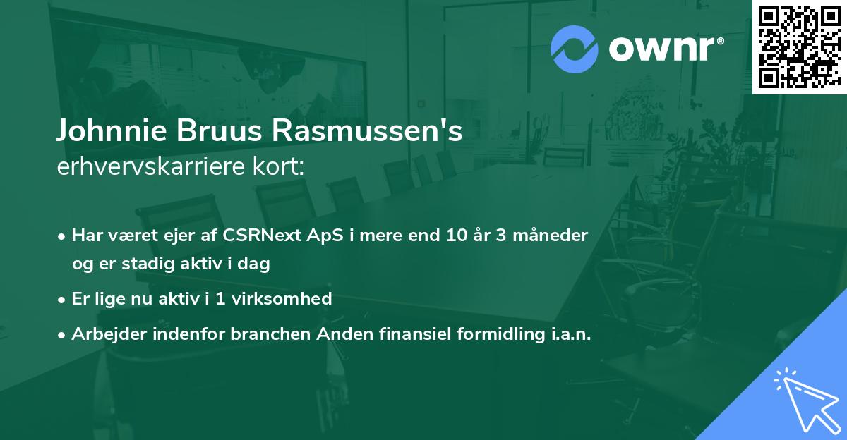 Johnnie Bruus Rasmussen's erhvervskarriere kort