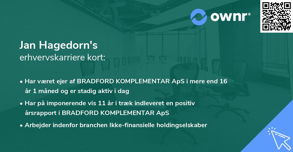 Jan Hagedorn's erhvervskarriere kort