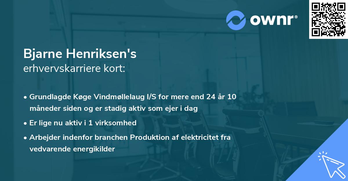 Bjarne Henriksen's erhvervskarriere kort