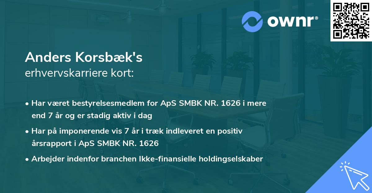Anders Korsbæk's erhvervskarriere kort