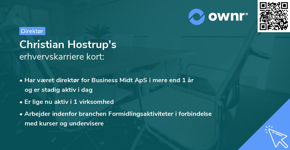 Christian Hostrup's erhvervskarriere kort