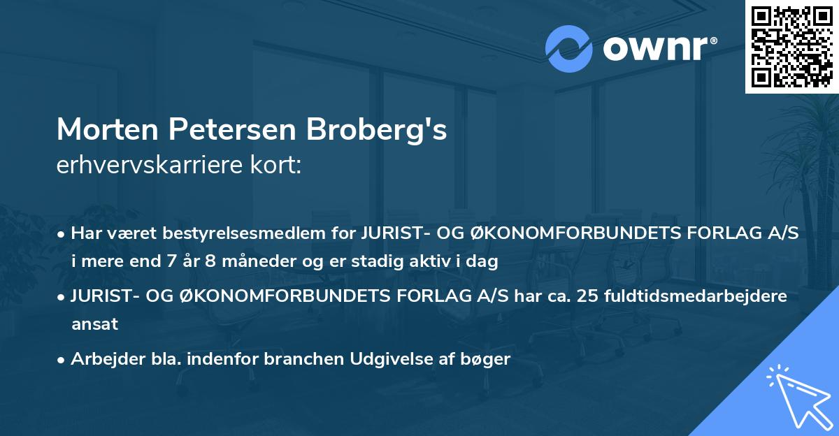 Morten Petersen Broberg's erhvervskarriere kort