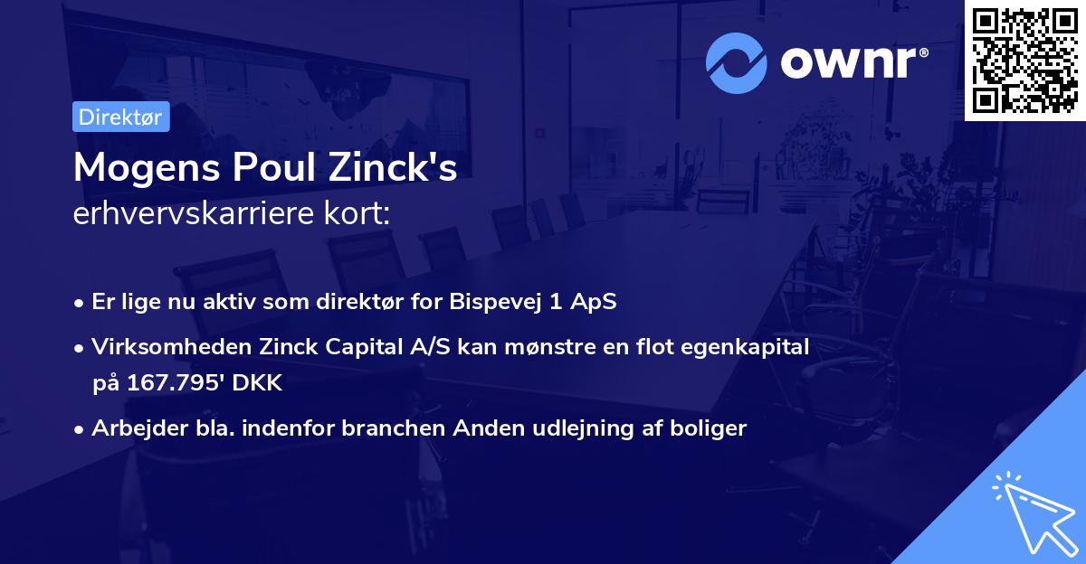 Mogens Poul Zinck's erhvervskarriere kort