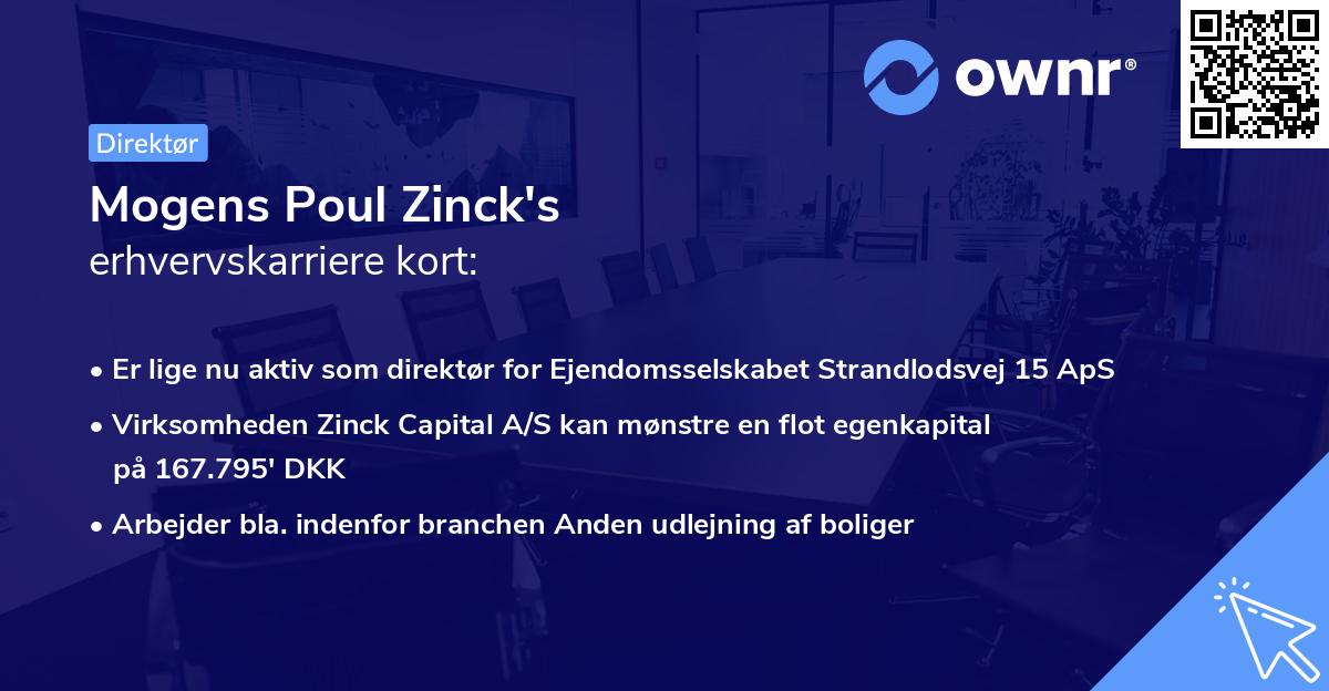 Mogens Poul Zinck's erhvervskarriere kort