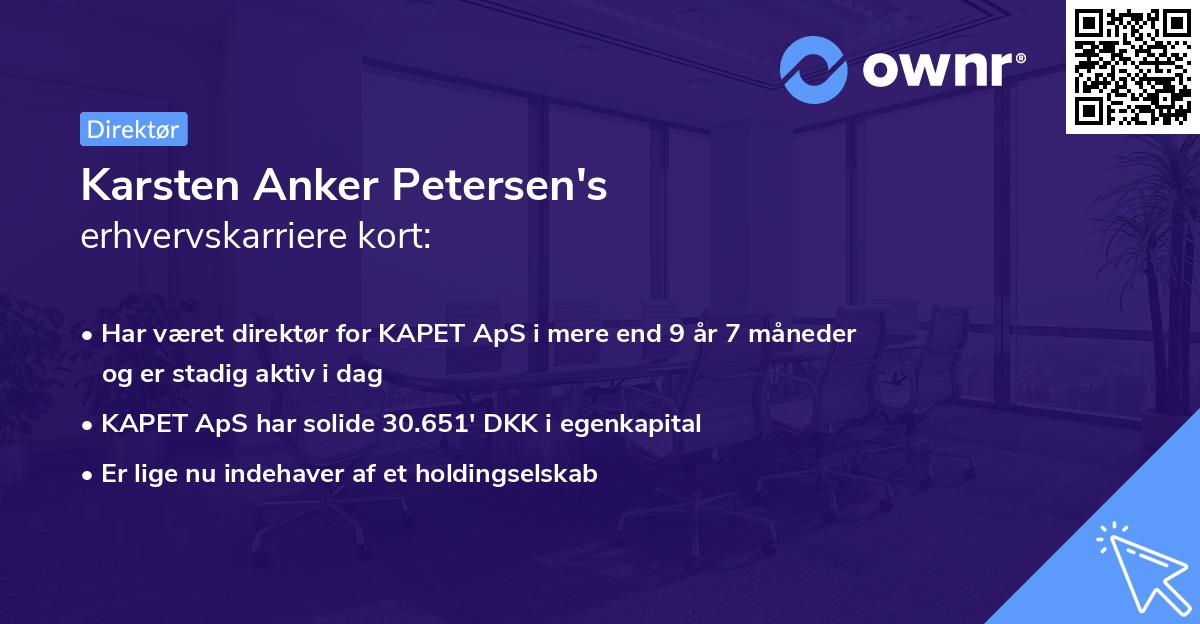 Karsten Anker Petersen's erhvervskarriere kort