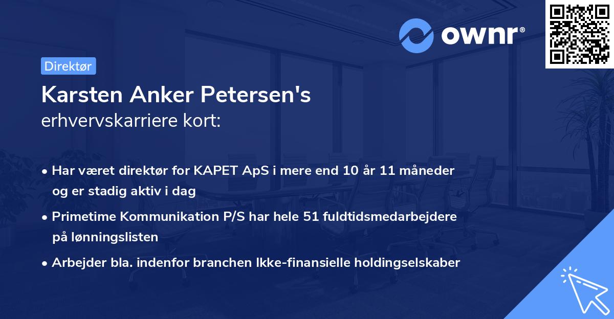 Karsten Anker Petersen's erhvervskarriere kort