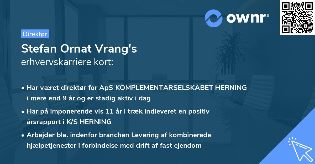 Stefan Ornat Vrang's erhvervskarriere kort