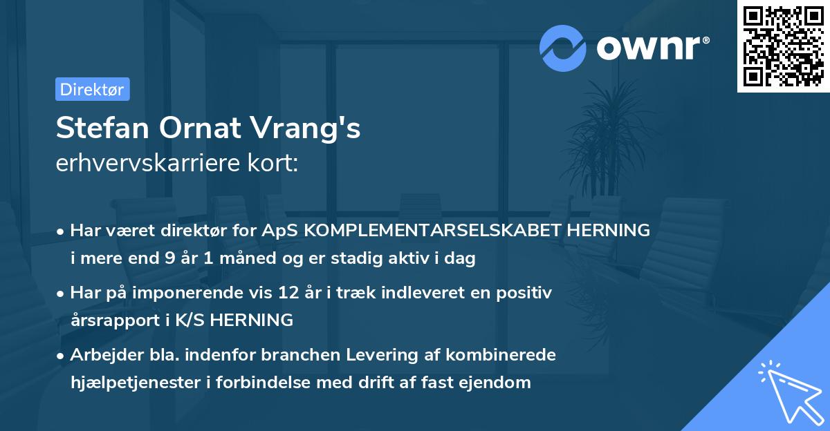 Stefan Ornat Vrang's erhvervskarriere kort