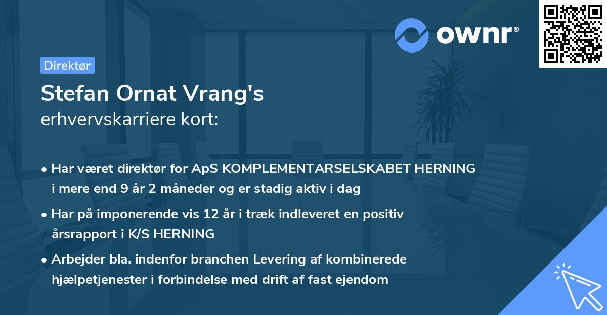 Stefan Ornat Vrang's erhvervskarriere kort