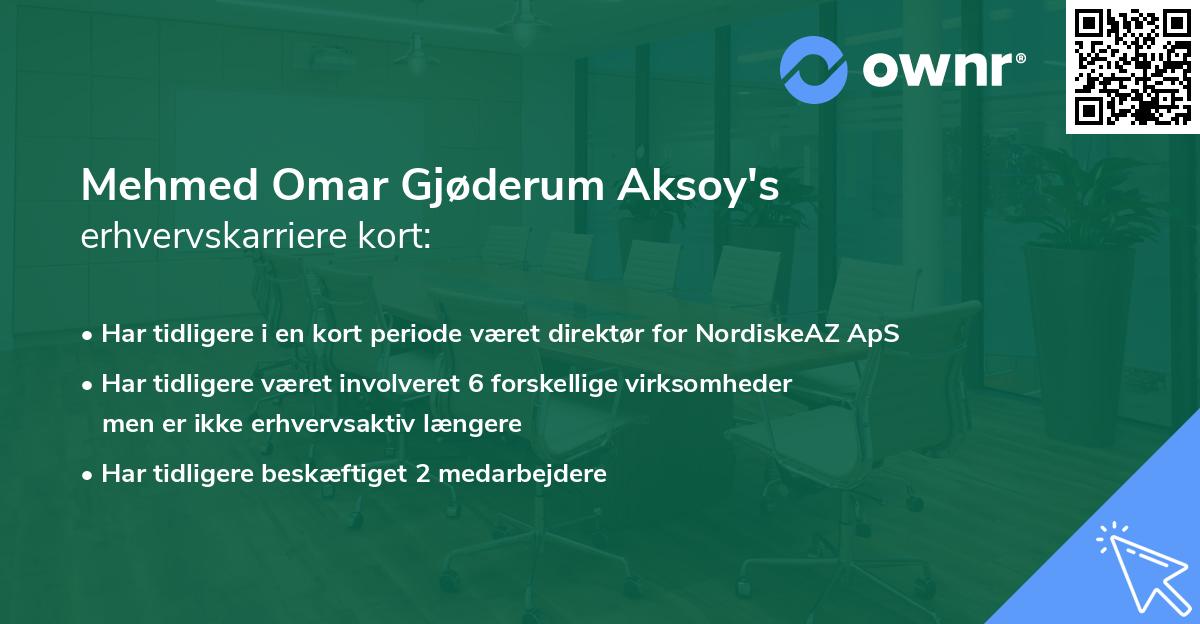 Mehmed Omar Gjøderum Aksoy's erhvervskarriere kort