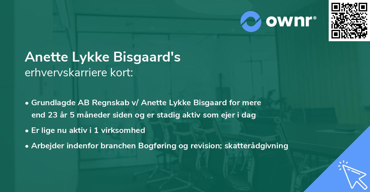 Anette Lykke Bisgaard's erhvervskarriere kort