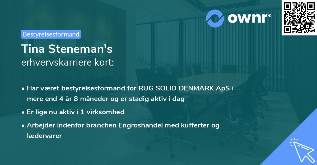 Tina Steneman's erhvervskarriere kort