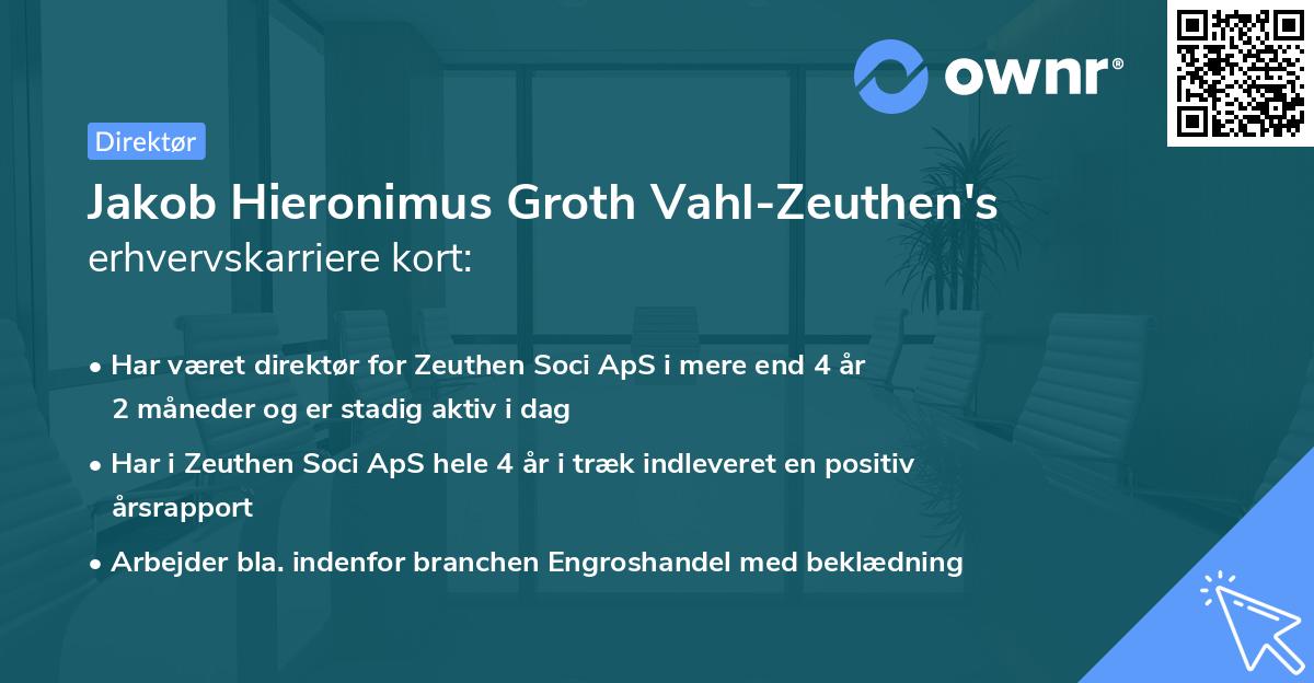 Jakob Hieronimus Groth Vahl-Zeuthen's erhvervskarriere kort