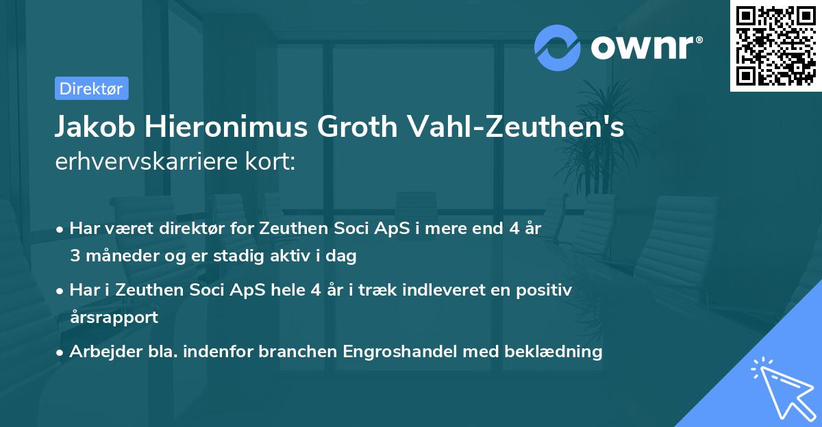 Jakob Hieronimus Groth Vahl-Zeuthen's erhvervskarriere kort