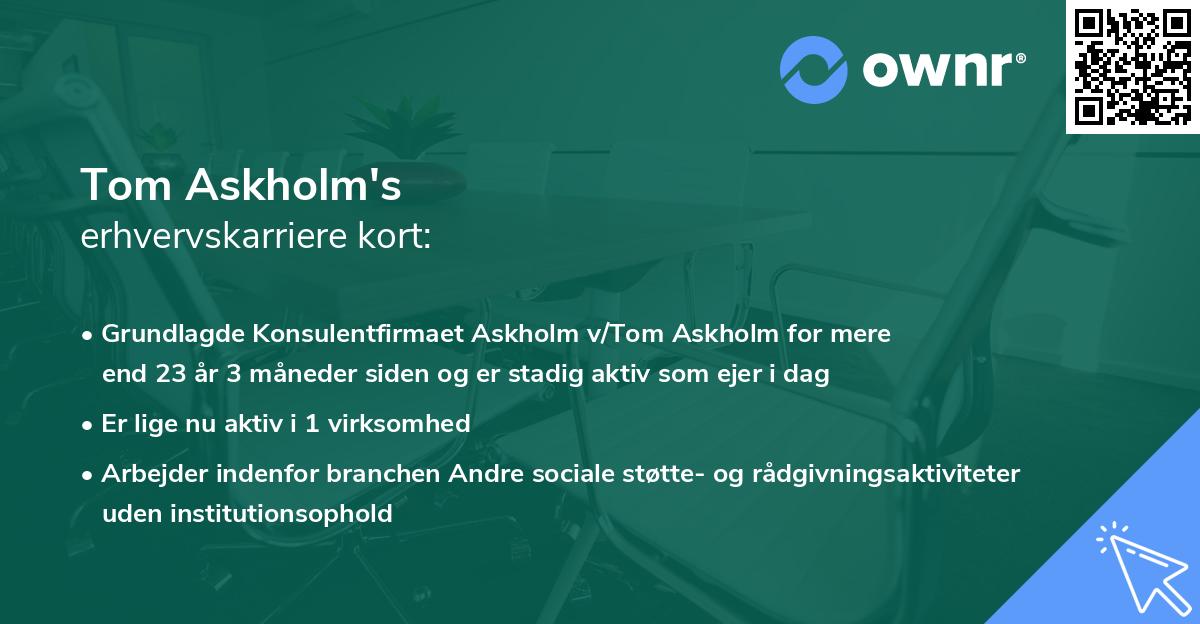 Tom Askholm's erhvervskarriere kort