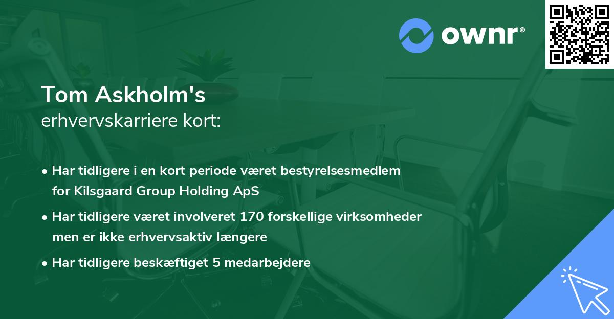 Tom Askholm's erhvervskarriere kort