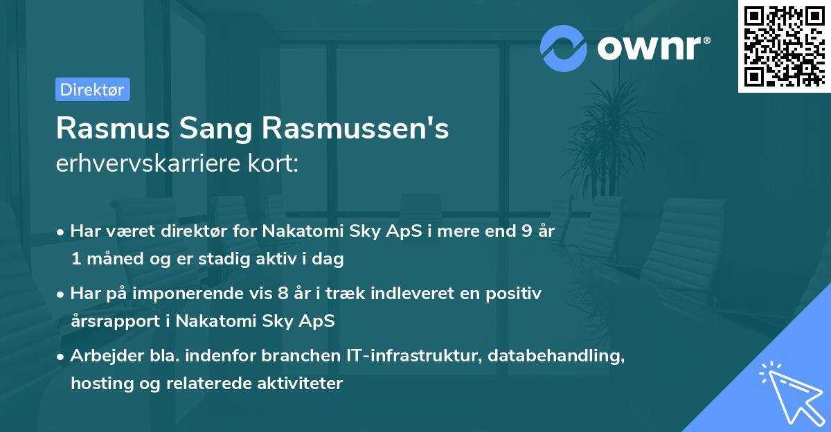 Rasmus Sang Rasmussen's erhvervskarriere kort