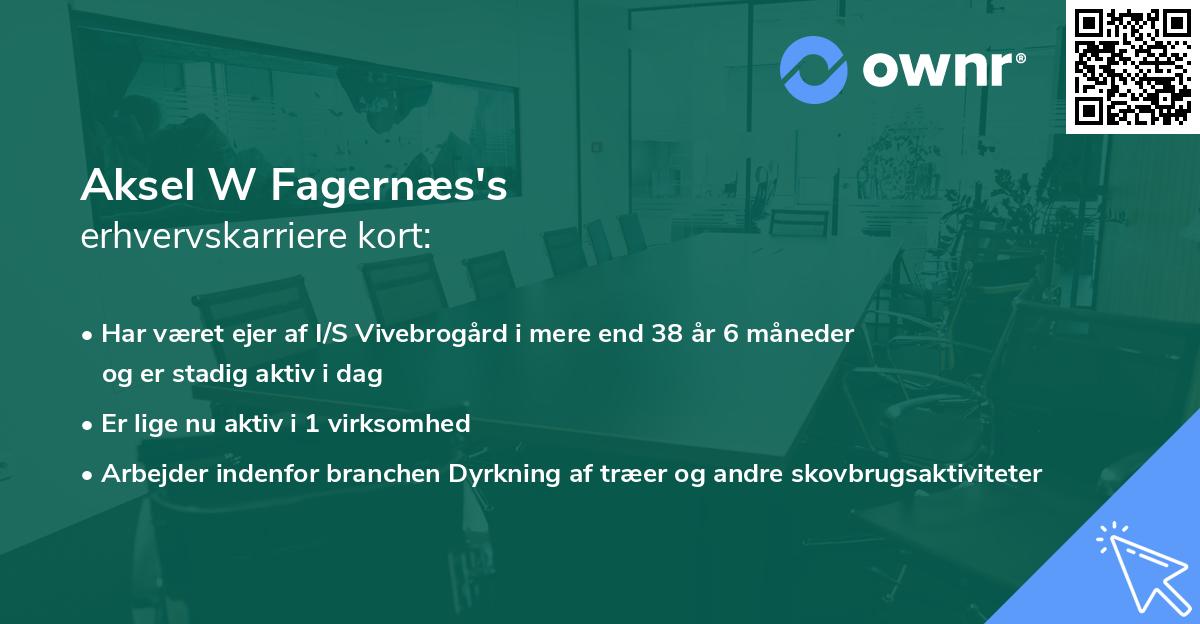 Aksel W Fagernæs's erhvervskarriere kort