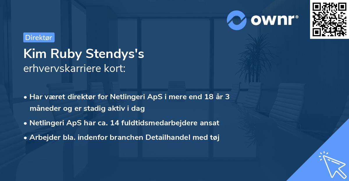 Kim Ruby Stendys's erhvervskarriere kort
