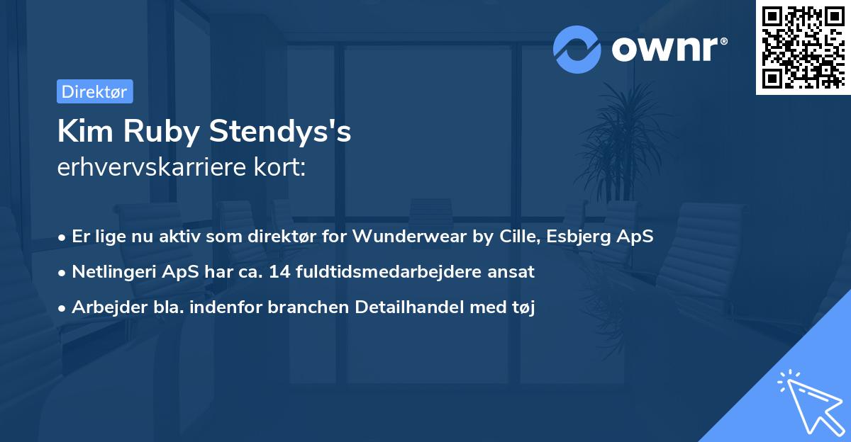 Kim Ruby Stendys's erhvervskarriere kort