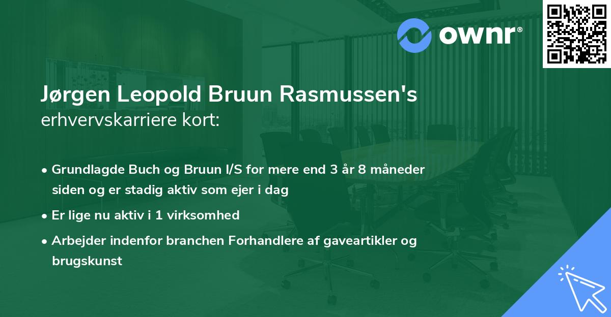 Jørgen Leopold Bruun Rasmussen's erhvervskarriere kort