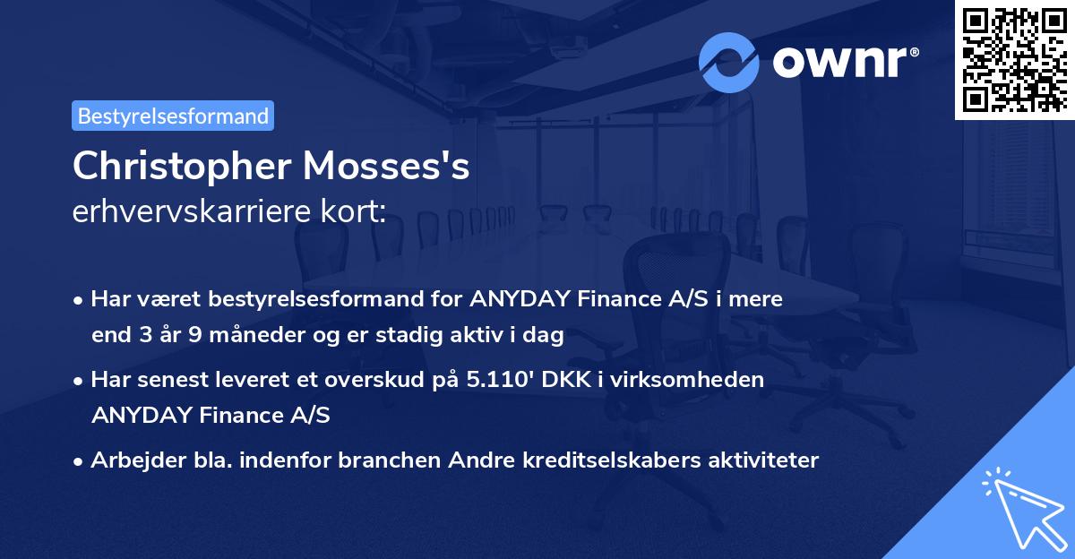 Christopher Mosses's erhvervskarriere kort