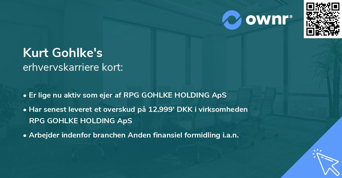 Kurt Gohlke's erhvervskarriere kort