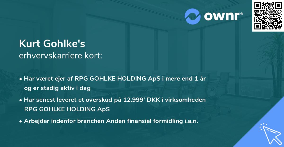 Kurt Gohlke's erhvervskarriere kort