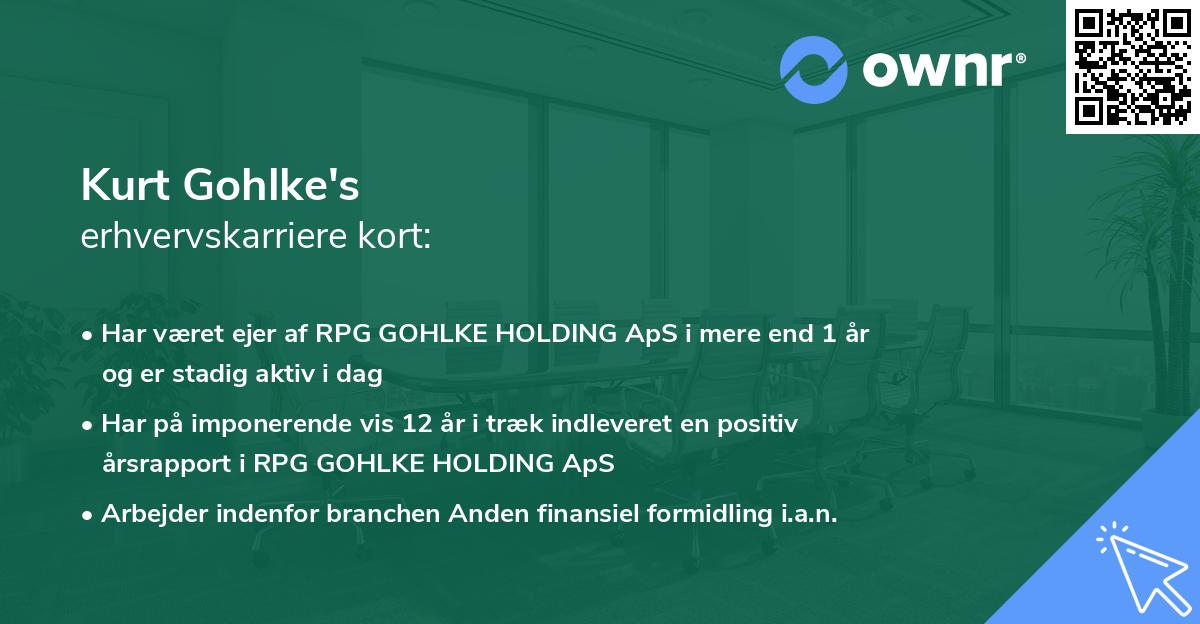 Kurt Gohlke's erhvervskarriere kort