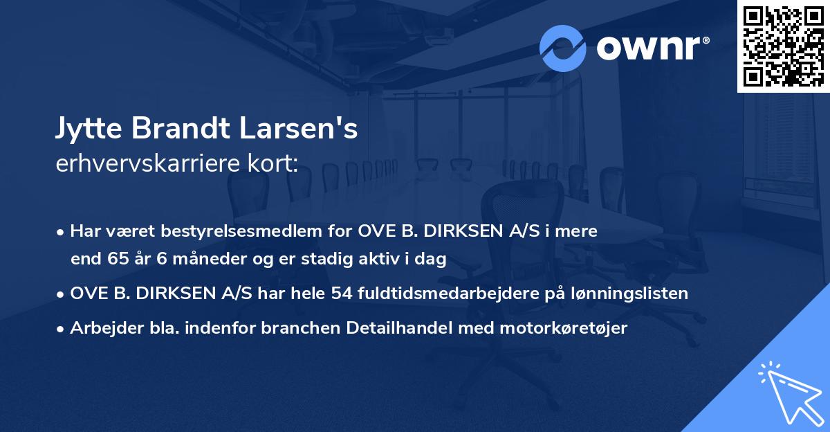 Jytte Brandt Larsen's erhvervskarriere kort