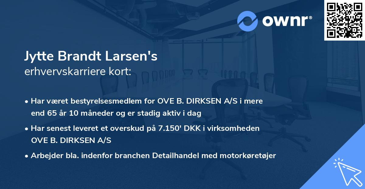 Jytte Brandt Larsen's erhvervskarriere kort