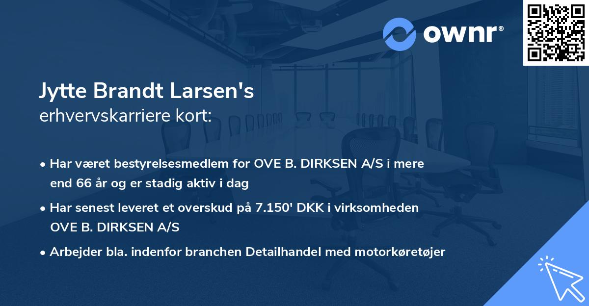 Jytte Brandt Larsen's erhvervskarriere kort