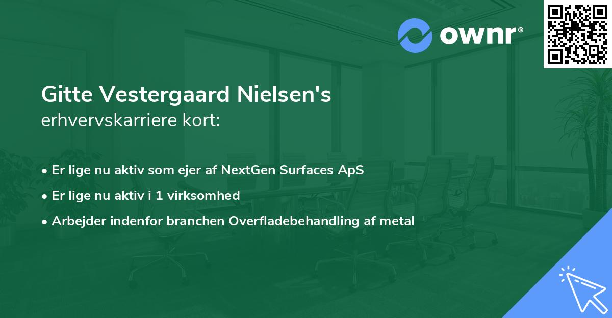 Gitte Vestergaard Nielsen's erhvervskarriere kort