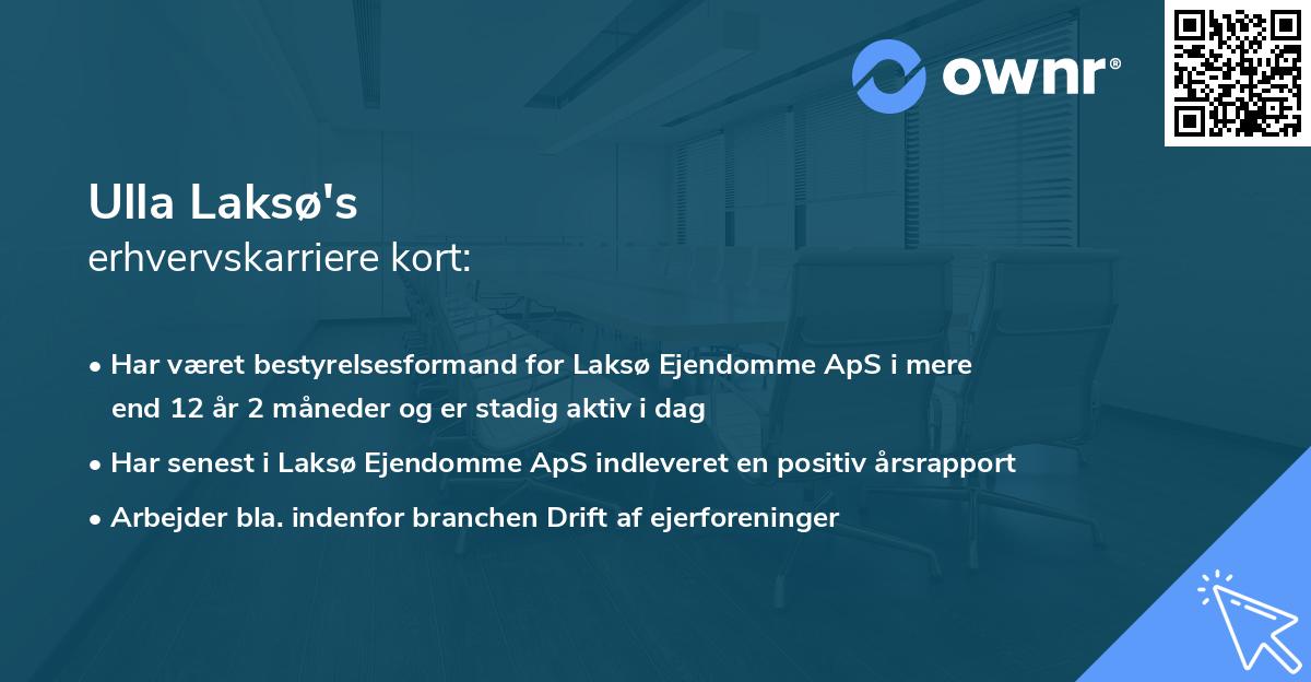 Ulla Laksø's erhvervskarriere kort