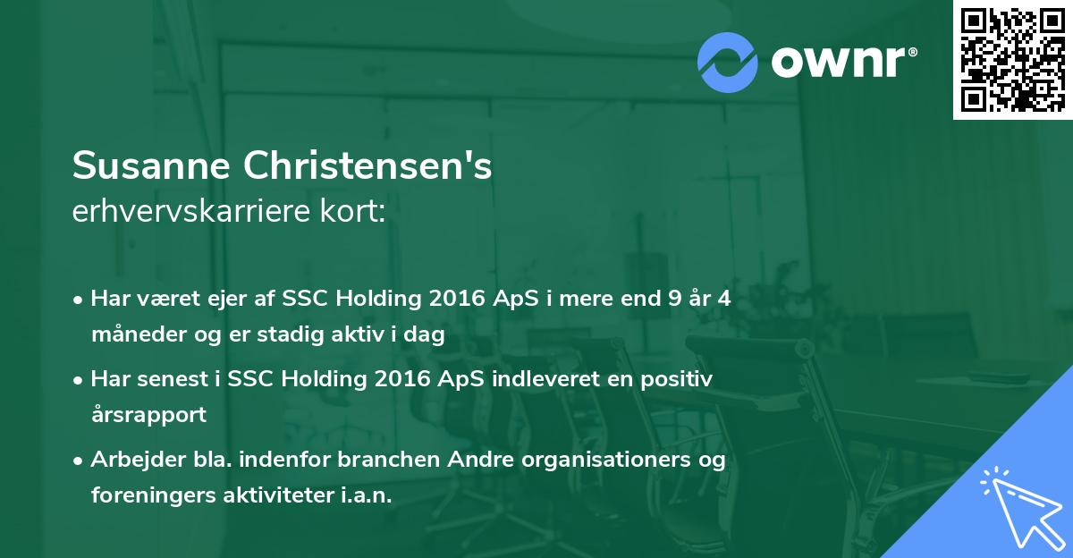 Susanne Christensen's erhvervskarriere kort