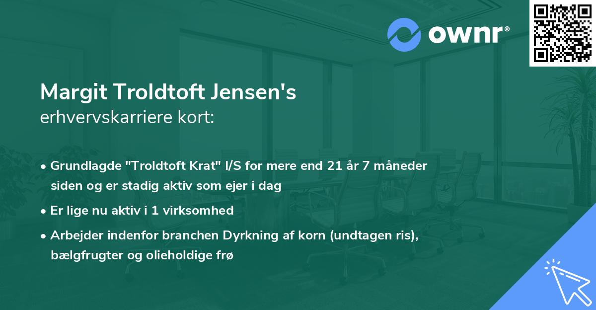 Margit Troldtoft Jensen's erhvervskarriere kort