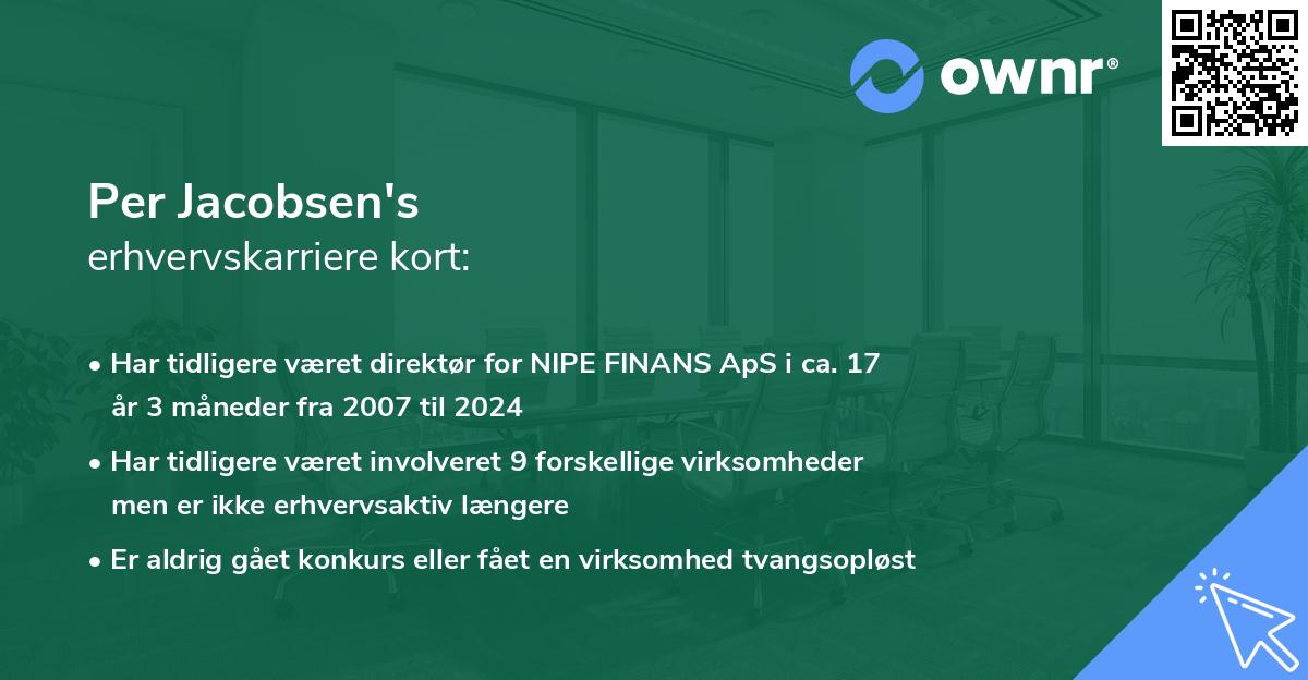 Per Jacobsen's erhvervskarriere kort