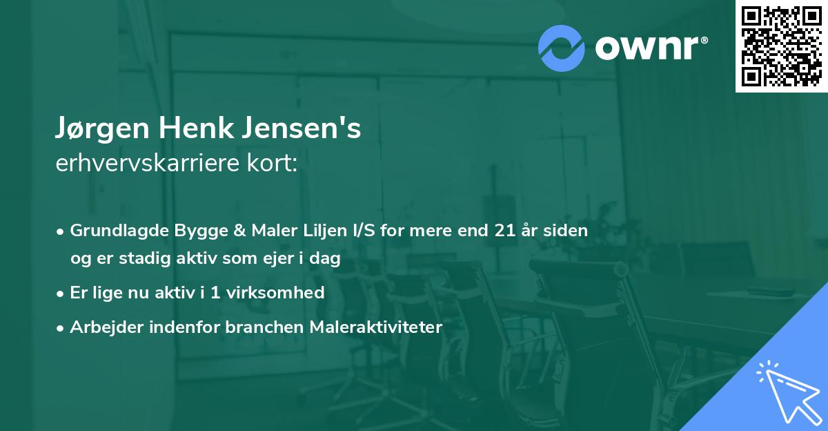 Jørgen Henk Jensen's erhvervskarriere kort