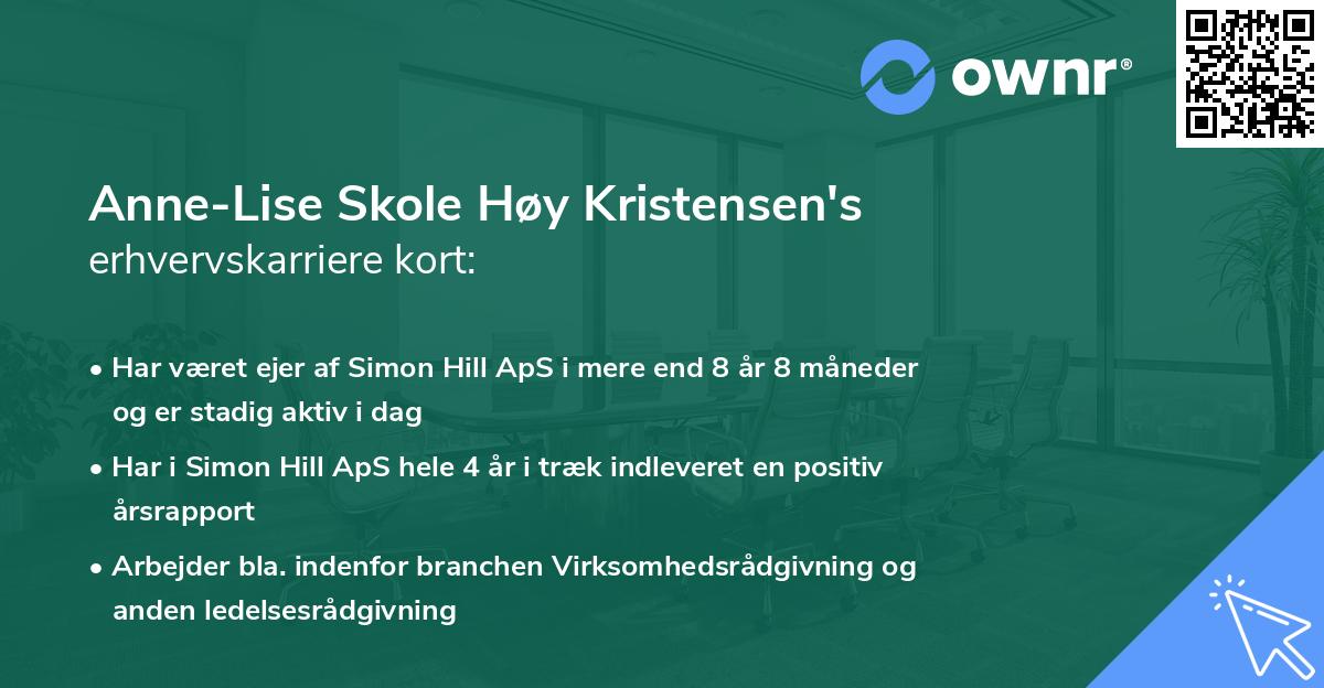 Anne-Lise Skole Høy Kristensen's erhvervskarriere kort
