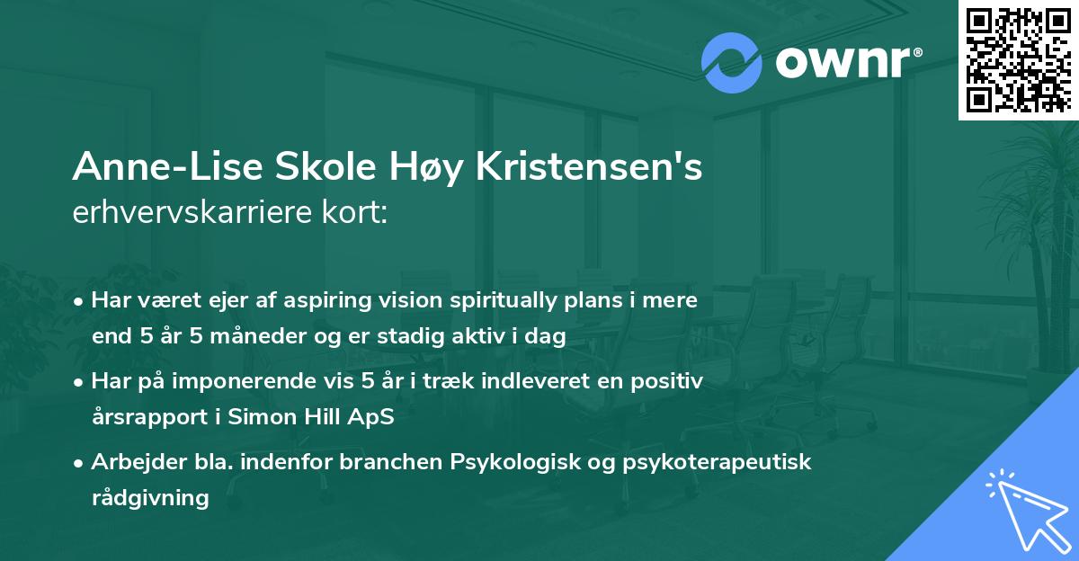 Anne-Lise Skole Høy Kristensen's erhvervskarriere kort