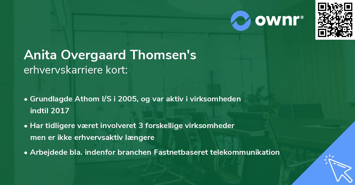 Anita Overgaard Thomsen's erhvervskarriere kort