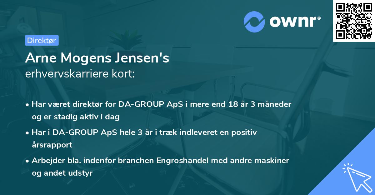 Arne Mogens Jensen's erhvervskarriere kort