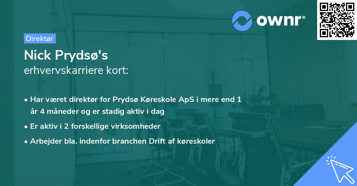 Nick Prydsø's erhvervskarriere kort