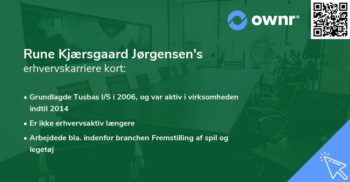 Rune Kjærsgaard Jørgensen's erhvervskarriere kort