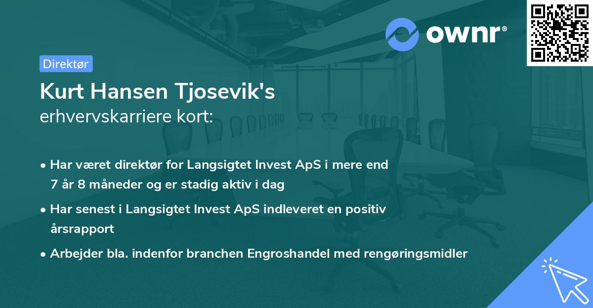 Kurt Hansen Tjosevik's erhvervskarriere kort