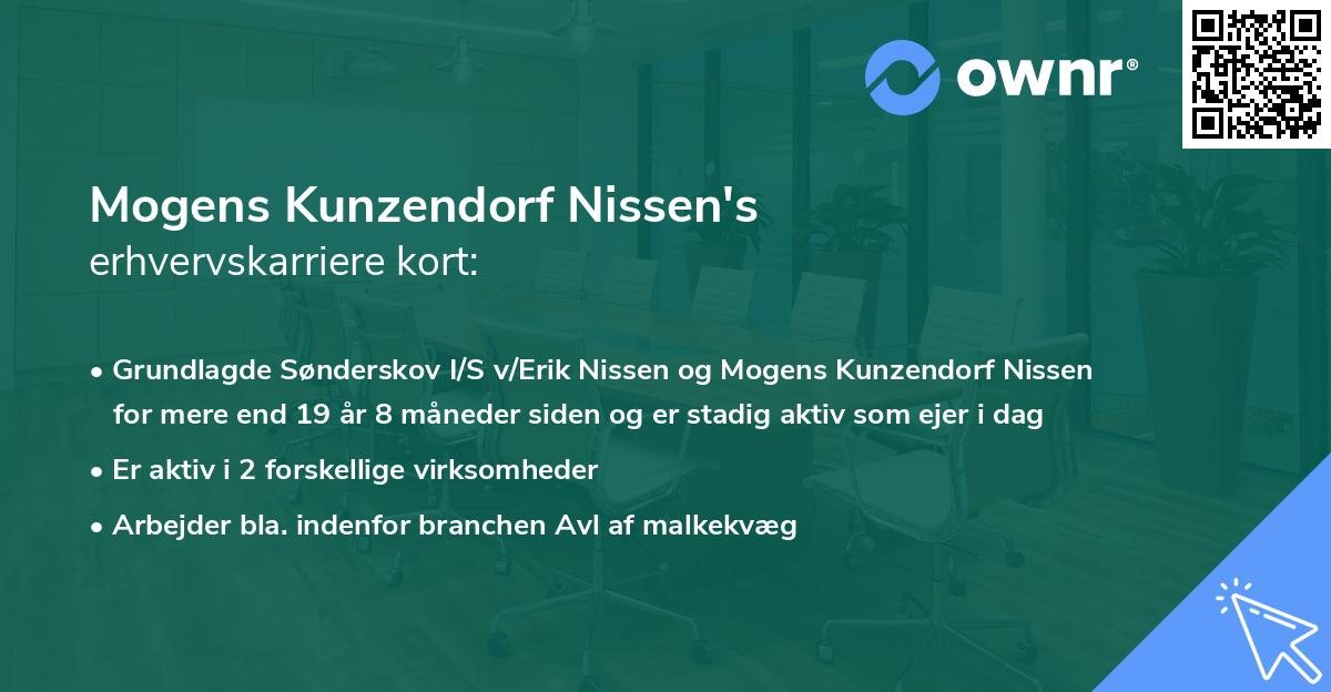 Mogens Kunzendorf Nissen's erhvervskarriere kort